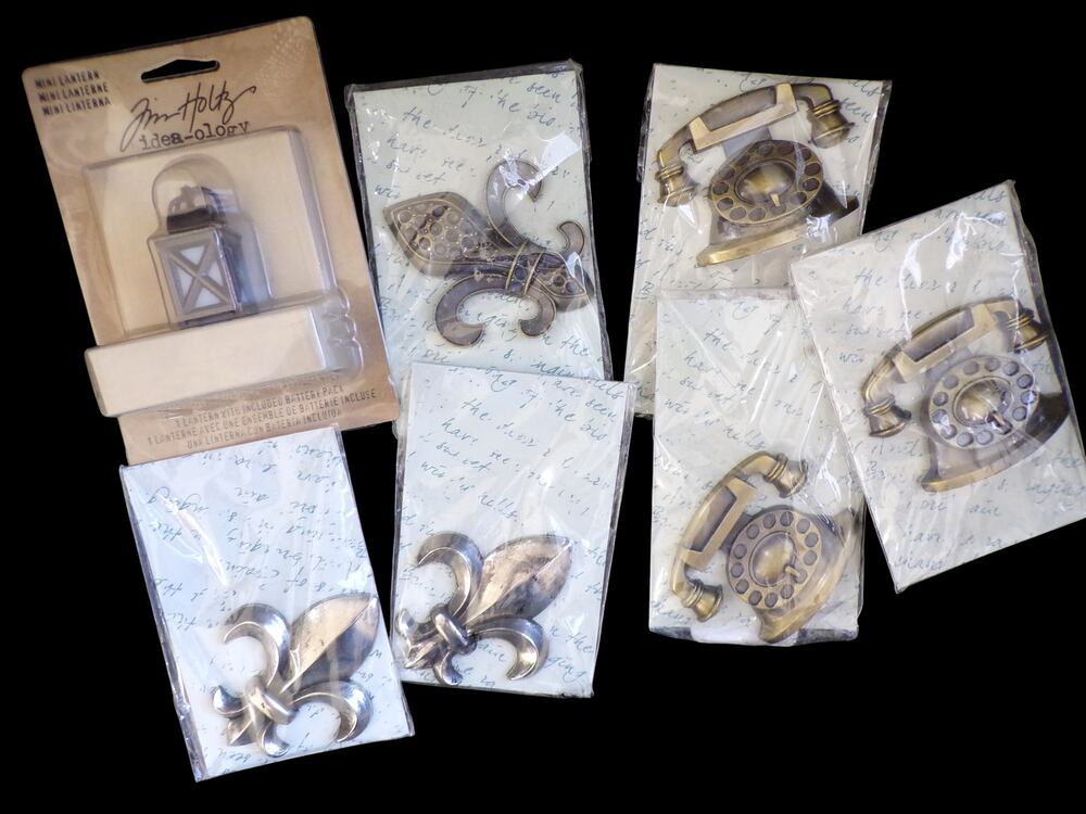 Metal Trinket Embellishment Craft Lot Telephone Lantern Fleur de Lis Michaels